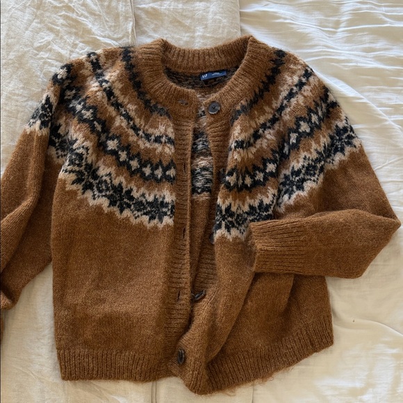 GAP Sweaters - GAP Tan and Black Knit Cardigan
